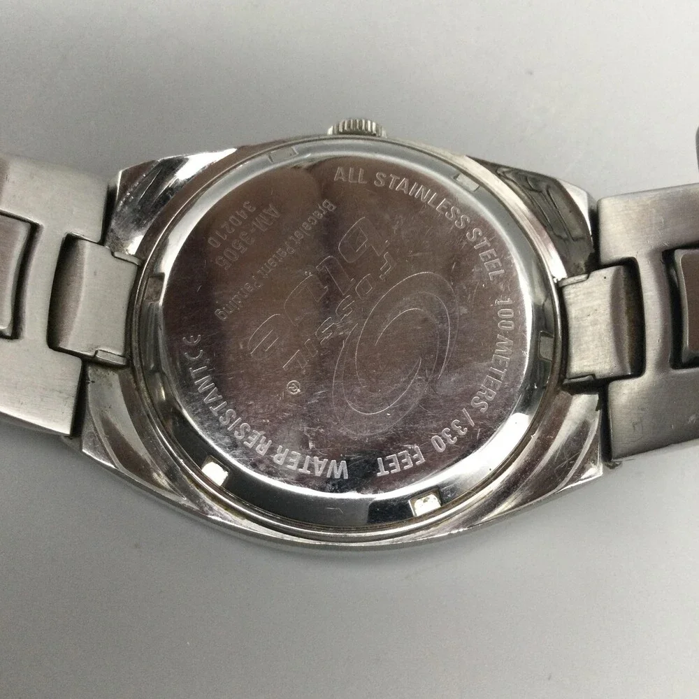 Fossil Blue Mens Watch 38mm White Dial Stainless Date WR AM-3280 New Battery 8